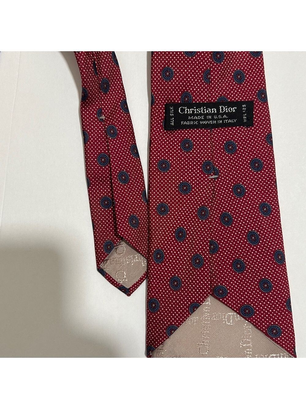 Christian Dior Elegant Red Patterned Ties Set of 2. Vintage. Preowned - Picture 7 of 9